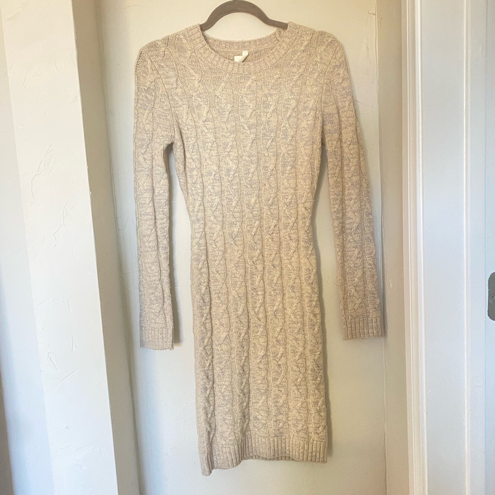 Cable Knit Cream Sweater Dress